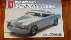 1953 STUDEBAKER STARLINER COUPE.. AMT MODEL CLASSICS..1:25 SCALE..OPEN BOX