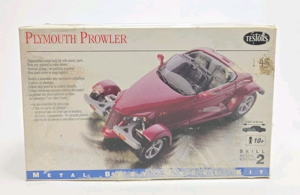 1998 Testors Plymouth Prowler 1:43 Scale Metal Model Kit #136 Open Box