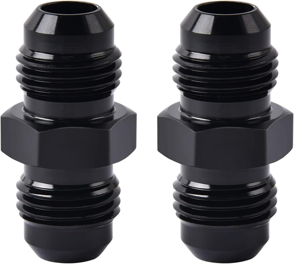 6AN Male to Male Flare Coupler Union Straight Fuel Hose Adapter Fitting Black 2P