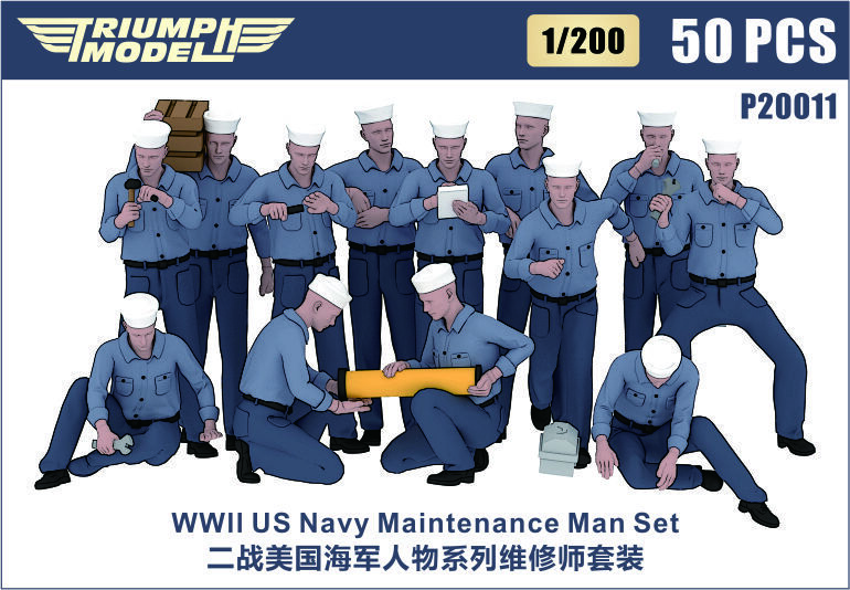Triumph P20011 1/200 WW II US Navy Sailors Set 50 PCS (Working Uniform)
