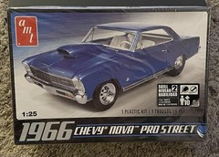 AMT 1966 Chevy Nova Pro Street 1/25 Scale Model Kit New In Open Box Muscle Car