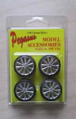 Chrome Bellas Rims w Tires Pegasus 1:24 1:25 Model Car Accessory 1250