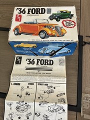 Vintage 1970s AMT ’36 Ford Coupe Model Kit #A136 (Partial Build) +FAST SHIPPING!