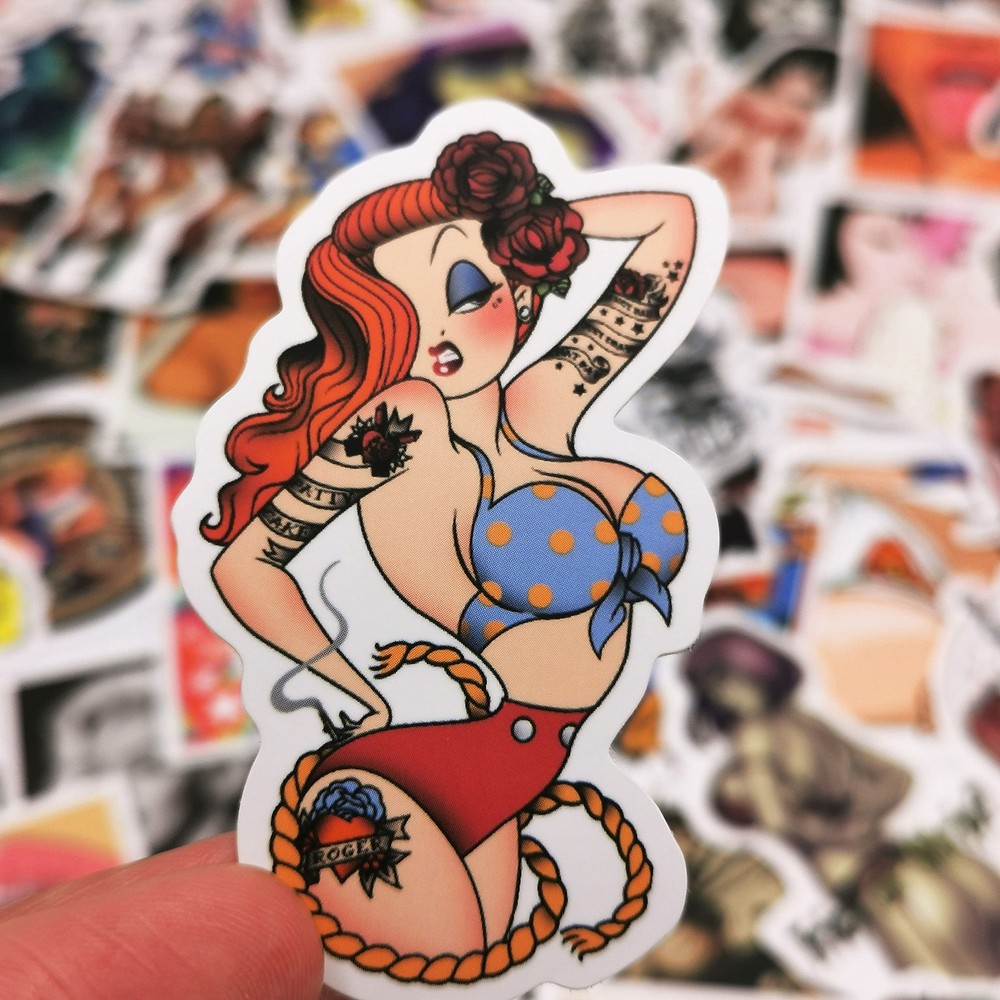 Aspcsmomt Sexy Girls Stickers for Adults,100pcs Pinup Women Decals Pack Red