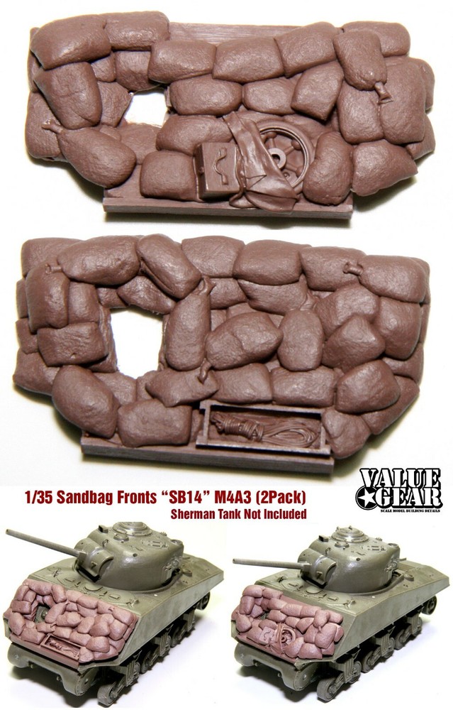 1/35 Sherman Sandbag Fronts “SB14” (2 Pack M4A3 Kits) – ValueGear Resin