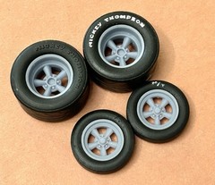 1/24 Scale: 17/15-inch “Torq Thrust D” Wheels W/Drag Slicks; Resin
