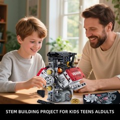 Educational 478 PCS V8 Engine Building Set – Fun STEM Activity for Kids & Adults
