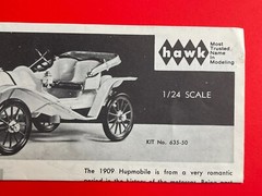 Hawk – 1909 Hupmobile Car – Original Model Kit Instruction Sheet – 1/24