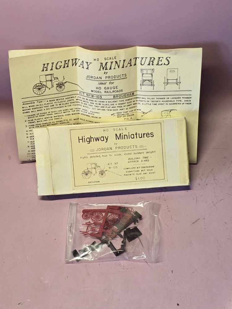 Vintage Jordan Highway Miniatures BROUGHAM W-103 HO Model 1/87 For Railroads