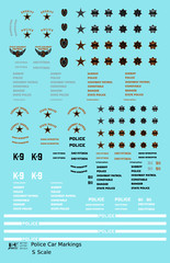 K4 S 1:64 Scale Decals Police Car Markings Gold, Silver Black and White