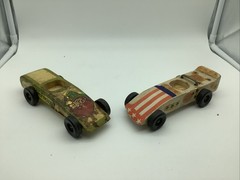 Lot of 2 Vintage Pinewood Derby Race Cars for Parts or Repair Cub Scout Free S/H