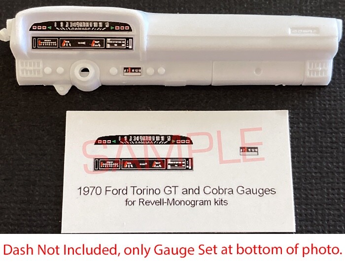 1970 FORD TORINO GT and COBRA GAUGE FACES—1/25 REVELL MONOGRAM kits—PLEASE READ