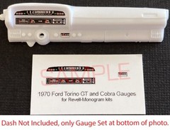 1970 FORD TORINO GT and COBRA GAUGE FACES—1/25 REVELL MONOGRAM kits—PLEASE READ