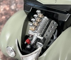 Resin Supercharged V-12 Flathead engine for scale model cars, 1/24 1/25 scale.
