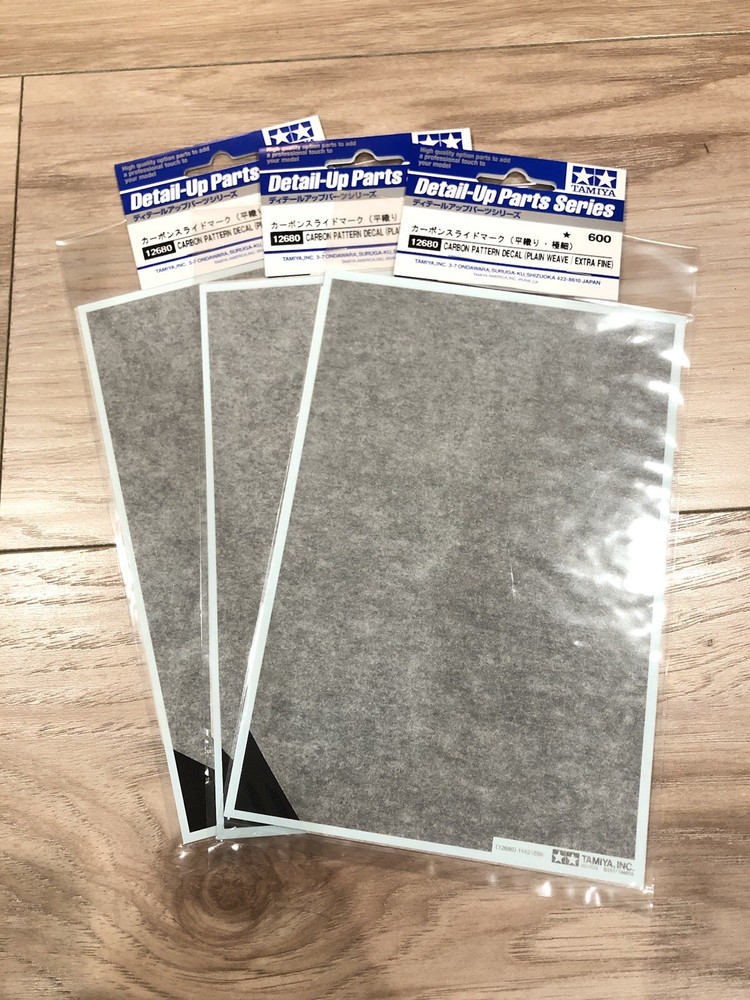 3 Pack Tamiya 12680 Carbon Pattern Decal Plain Weave Extra Fine Detail Parts New