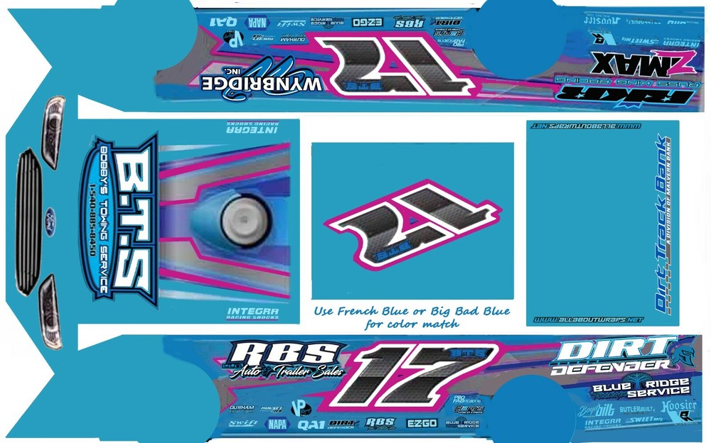 #17 Bobby’s Towing Crate Dirt Late Model 1/64th Scale Waterslide Decal