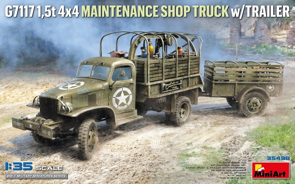 MiniArt 35498 G7117 1.5t 4×4 Maintenance Shop Truck with Trailer 1/35