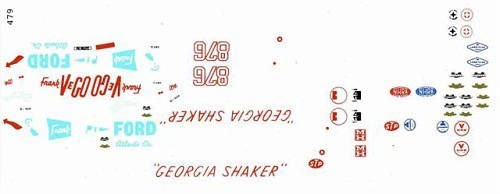 Fred Cady 479 Georgia Shaker 65 Falcon/Comet A/FX Hubert Platt waterslide decal