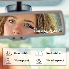 4Pcs I Love You Drive Safe Mirror Sticker, Cute Black&White, Blackwhite-4pcs
