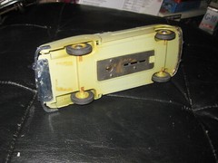 Vintage 1950s Chevrolet Promo Car Bank in two tone green with key in 1/25 scale