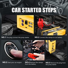 Dna Motoring 12V 2000A Peak Multi-Function Portable Car Battery Jump Starter
