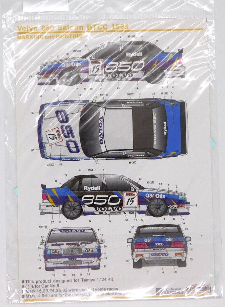 Decal SK Decals Volvo 850 Saloon BTCC 1995 1:24 SK-24019 2015 Auto Racing
