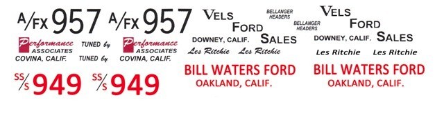 Les Ritchie VELS or Bill Waters Ford 1961-1962 1/25th – 1/24th Scale Decals