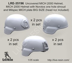 Live Resin 1/35 LRE-35196 Uncovered MICH Helmet with Norotos One Hole Shroud (2)