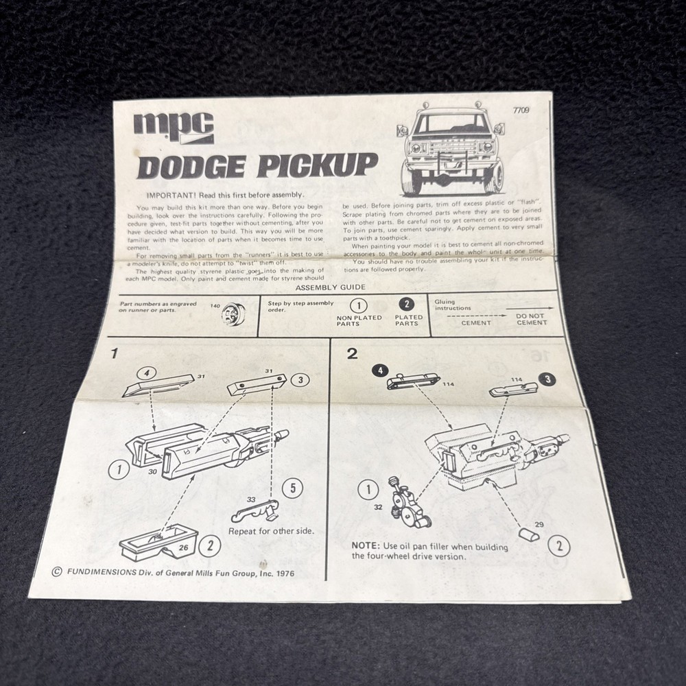 MPC 1977 Dodge Pickup 1-7709 Instructions Original Manual 1976 Mopar Truck