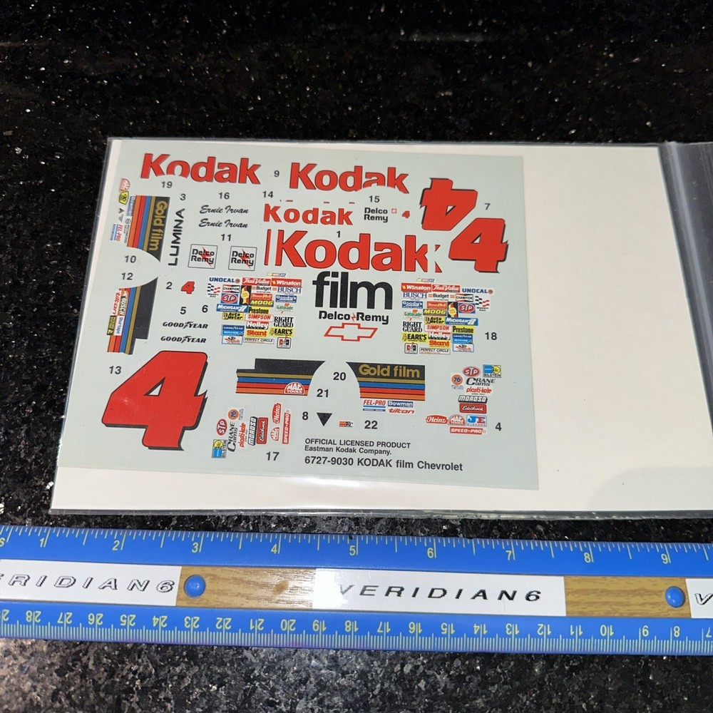 1/25 NASCAR Stock Car Chevrolet Kodak Film Decal Set #4