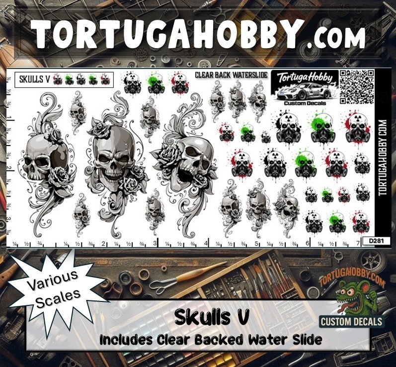 Skulls V – Waterslide Decals – Models, Derby Car or More, Easily Share!