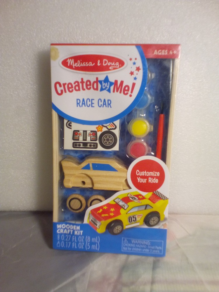 Melissa & Doug Created By Me Race Car Wood Model Craft Kit DIY NEW Sealed