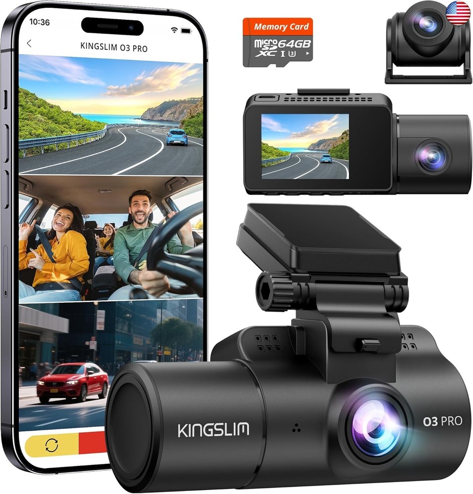 Dash Cam Front and Rear Inside, 3-Channel 2.5K FHD Dash Camera for Cars with 2″