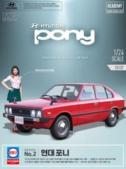 Hyundai Pony 1975 Plastic Model Kit 1/24 Scale by Academy Science