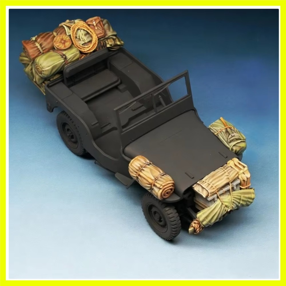1/35 Scale Die-Cast Resin Model Assembled Kit Military Jeep Heavy Load Stowag…