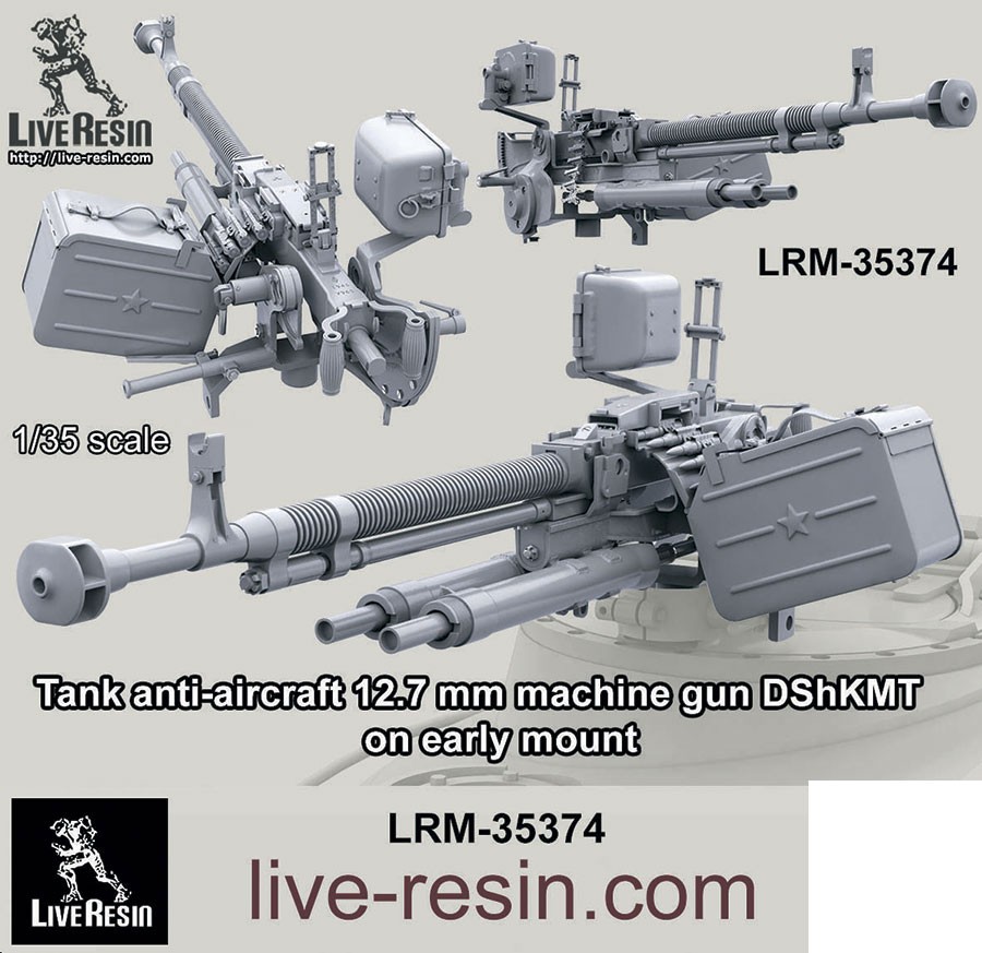 Live Resin 1/35 Tank Anti-Aircraft 12.7mm Machine Gun DSHKMT on Early Mount