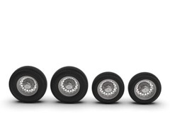 1:25 Wire Wheels (Unpainted) 17″ Big and Little Vintage Tires Chrome V8 Cap