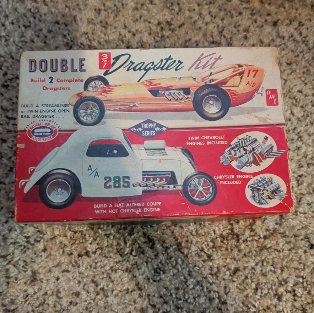 Vintage Amt Double 3 In 1 Dragster 1/25 Scale Model Parts Kit