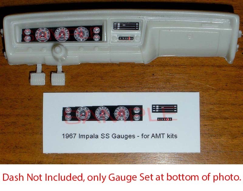 1967 IMPALA SS HARDTOP & SUPERNATURAL GAUGE FACES for 1/25 scale AMT kits—READ