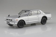 Aoshima 1/24 RAKUPLA SNAP CAR KPGC10 SKYLINEHT 2000GT-R 1971 SILVER Kit 01-SI