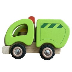 Goki Green Garbage Truck 55964 Wooden Toy Germany Rubber Wheels Toy Truck
