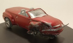 Built 1/25 scale Chevy SSR as a wreck for a diorama