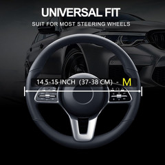 Leather Car Steering Wheel Cover, Non-Slip Car Wheel Cover Protector Breathable