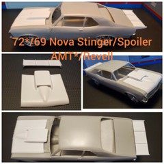 Resin Rear Spoiler & Stinger Hood Combo for ’72*/69 Nova AMT*/Revell 1/25.