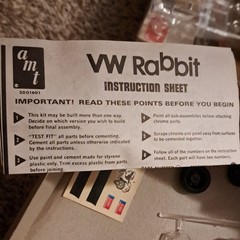 AMT Volkswagen VW Rabbit 1:25 Plastic Unassembled Model Kit Decals 2001601