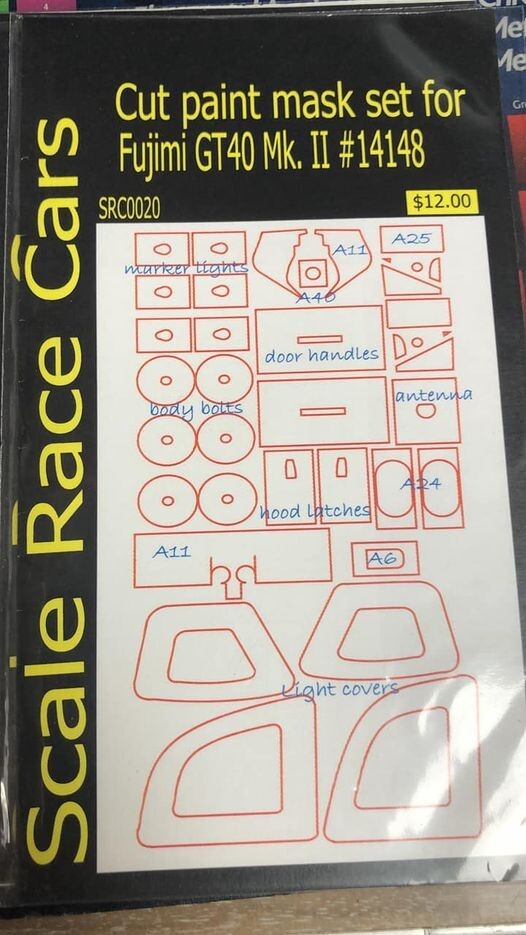 SCALE RACE CARS SRC0020 cut Paint Masks for Ford GT40 Mk.II ’67 Daytona Fujimi