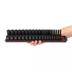 3/8 In. Drive 6-Point Impact Socket Set (38-Piece) (6-24 Mm) with Rails