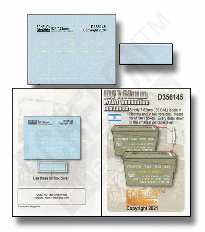 Echelon Fine Details 1/35 IDF 7.62mm M19A1 Ammunition Box Labels