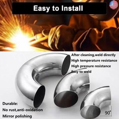 4Pcs OD 2 Inch 90 Degree SS304 Stainless Steel Bend Tube Exhaust Elbow Pipe for