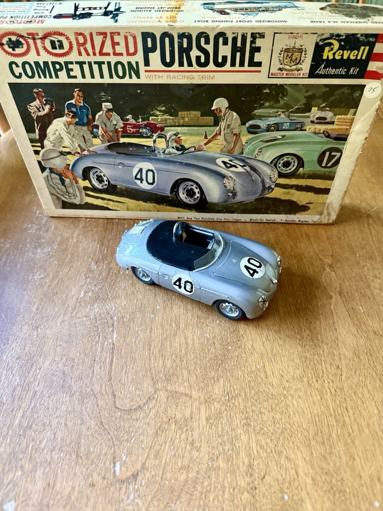 Vintage Revell Motorized Competition Porsche 1/24 Built Model Kit with Box
